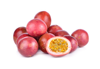 Passionfruit; Passiflora edulis on white background