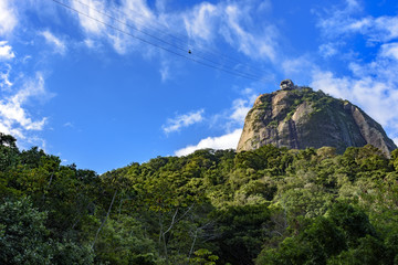 Fototapeta na wymiar Sugar Loaf hill over the tropical forest on Rio de Janeiro