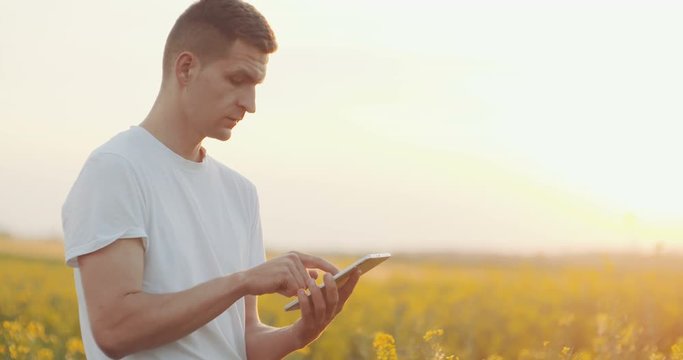 Farmer using Digital Tablet Computer