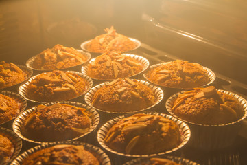 Banana cake in hot oven