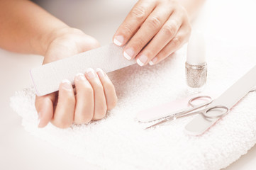 Woman with well manicured nails