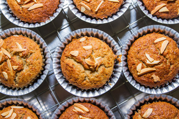 Banana cake in hot oven