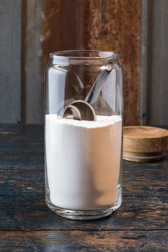 Flour in a Glass Storage Container