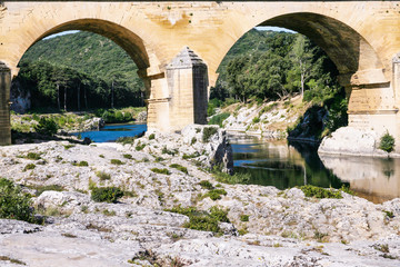 supports of ancient Roman aqueduct Pont du Gard