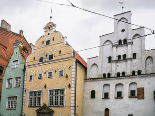Fototapeta na wymiar Three medieval houses (The three brothers) in Riga