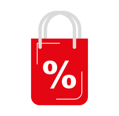 shopping bag with percent symbol vector illustration design