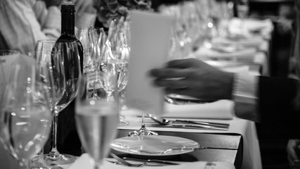 served table at the beginning of official dinner
