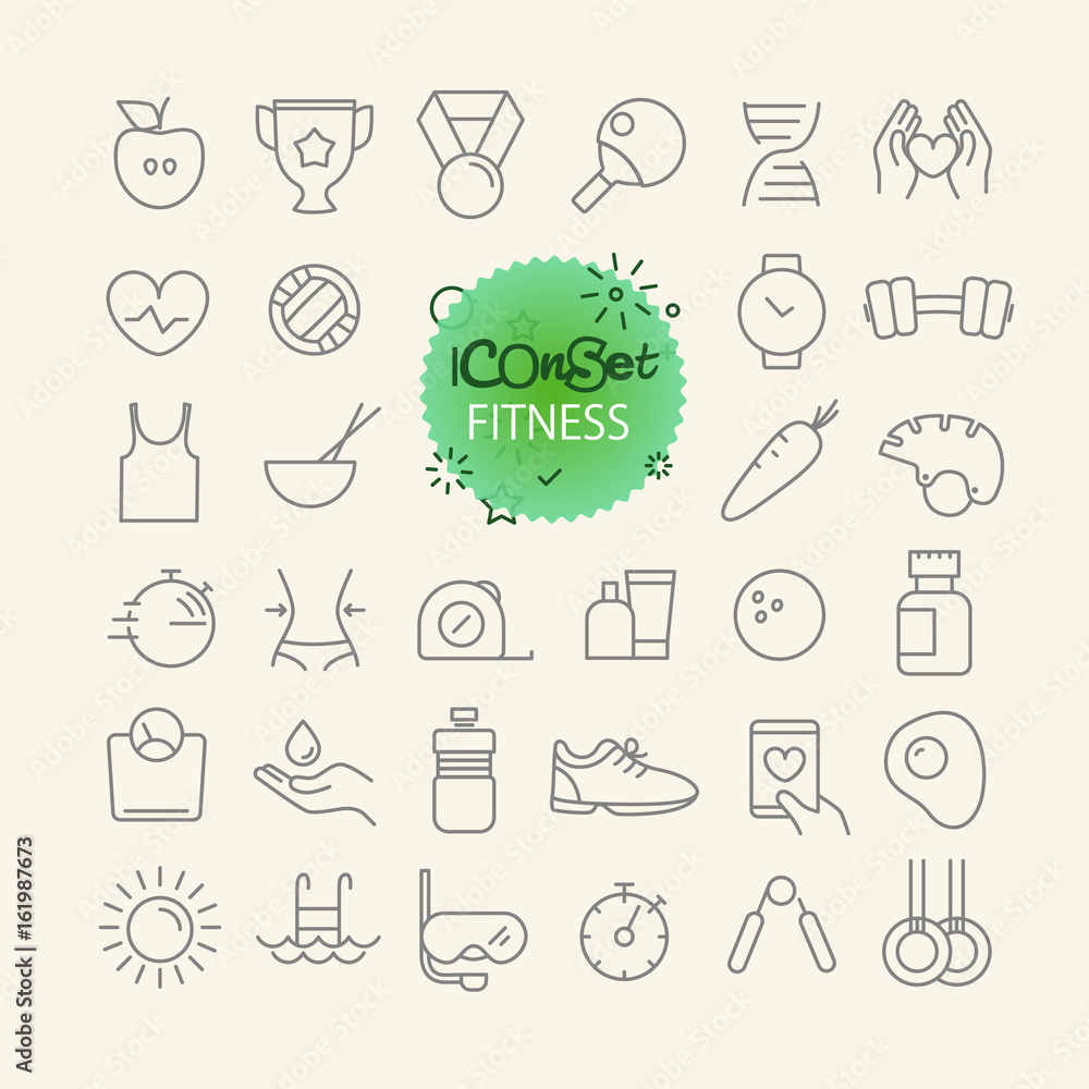 Aufkleber different trendy outline icons collection. web and mobile app thin line icons set. fitness