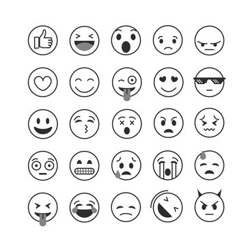 Different lineart emoji collection vector set