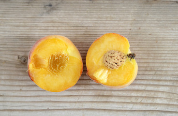 Peach. Fruit on a wooden background