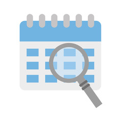 calendar reminder with magnifying glass vector illustration design