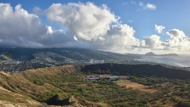 Time lapse Diamondhead crater in Oahu, Hawaii