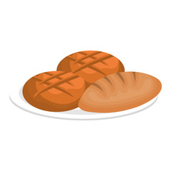 dish with delicious bread isolated icon vector illustration design