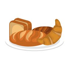 dish with delicious bread isolated icon vector illustration design