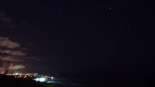 Time lapse Oahu southeast coast at night