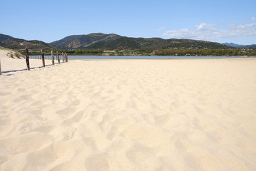 Obraz na płótnie Canvas Beach Chia in Sardinia, Italy.