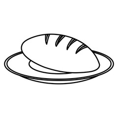 dish with delicious bread isolated icon vector illustration design