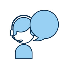 call center agent with speech bubble avatar vector illustration design