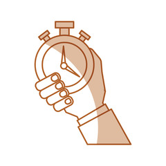 hand human with chronometer watch isolated icon vector illustration design