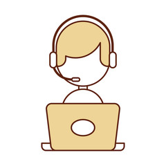 call center agent with laptop avatar vector illustration design