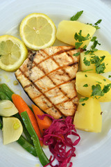 Tuna steak on the plate