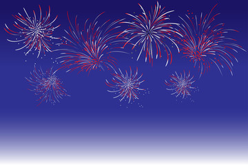 Fireworks - abstract holiday background.Symbol of celebration. Vector illustration. Holiday fireworks for independence day. Good for card and decoration.