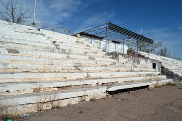 Abandoned stadium.Sary Shagan.Former Soviet  anti-ballistic missile testing range.Kazakhstan
