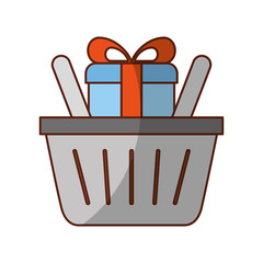 basket shopping with gift isolated icon vector illustration design