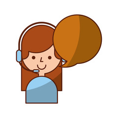 call center agent with speech bubble avatar vector illustration design