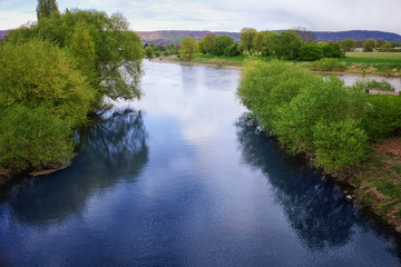Fototapeta na wymiar Beautiful countryside landscape with river in spring