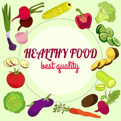 Healthy food illustration with vegetables