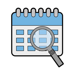 calendar reminder with magnifying glass vector illustration design