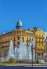 Fototapeta na wymiar Square of the City Hall, Valencia, Spain