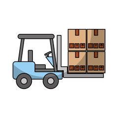 forklift vehicle with boxes vector illustration design