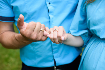 Fototapeta premium pregnancy, love, people and expectation concept - happy pregnant woman with her husband