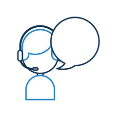 call center agent with speech bubble avatar vector illustration design