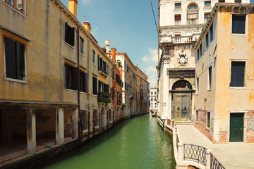Fototapeta na wymiar Venice in Italy, historical architecture and river canal.