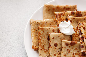 Pile of buckwheat pancakes