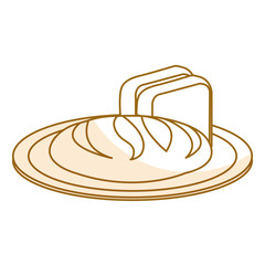 dish with delicious bread isolated icon vector illustration design
