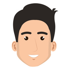 young man head avatar character vector illustration design
