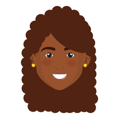 black beautiful and young woman head character vector illustration design