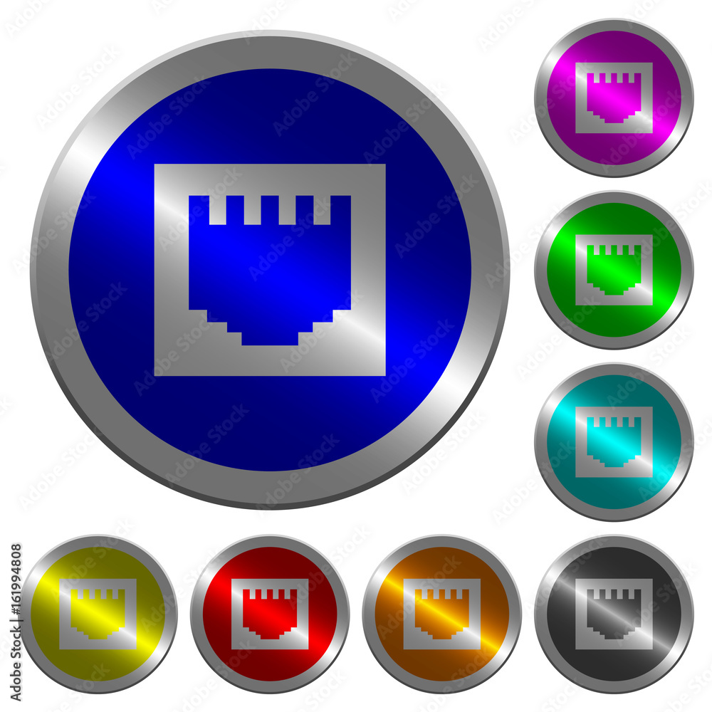 Poster ethernet connector luminous coin-like round color buttons