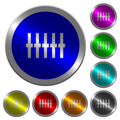 Graphical equalizer luminous coin-like round color buttons