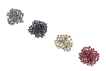 Collection of peppercorn in white background
