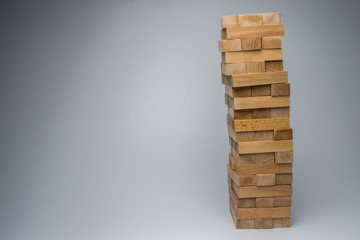 The tower from wooden blocks with copy space