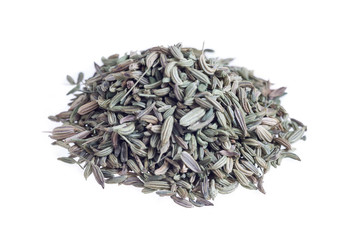 wiew from above of anise seeds on a white background