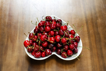 Close up of pile of cherries         