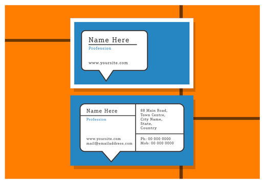 Blue and White Talk Bubble Business Card Layout