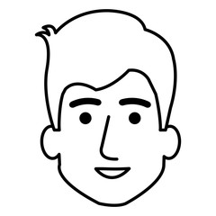young man head avatar character vector illustration design