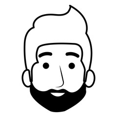young man head avatar character vector illustration design